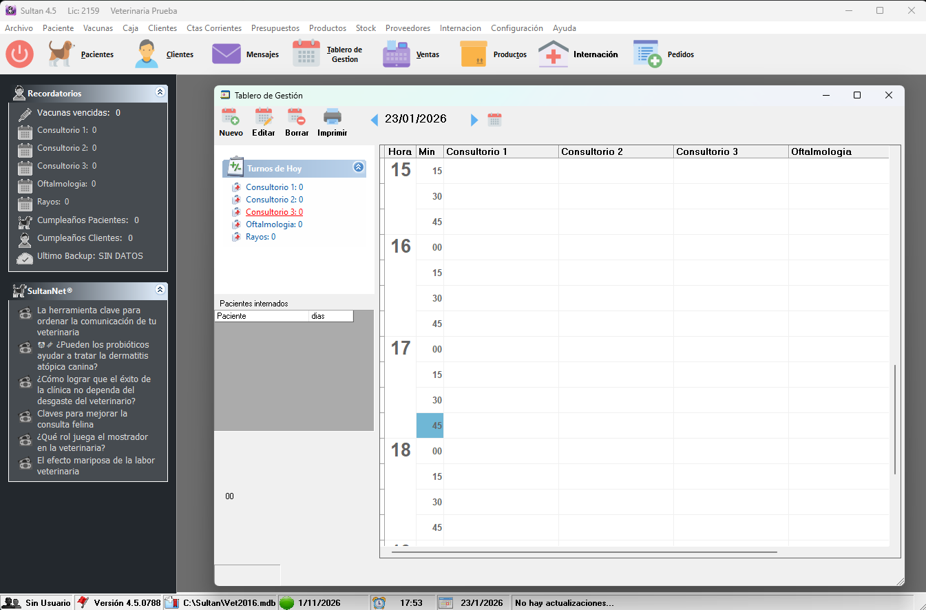 Captura del software Sultan 4.5